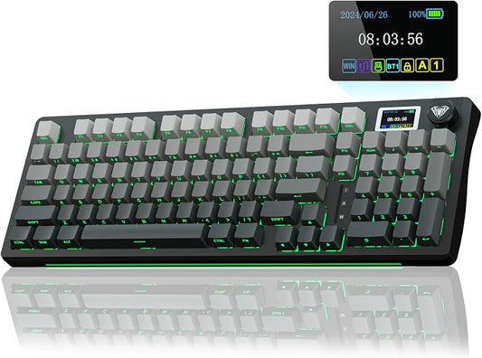 AULA S98 Pro Wireless Mechanical Keyboard with Screen & Knob,2.4GHz/USB-C/BT5.0 Hot Swappable Creamy Keyboard,Pre-lubed Linear Switches,Side Printed PBT Keycaps,RGB Backlit Gaming Keyboards by AULA