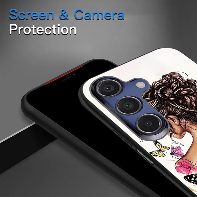 Designed for Galaxy A17 5G Phone Case,Slim Silicone Shockproof Protective Case for Galaxy A17 5G 6.7 inch,Butterfly Girl Watercolor Art - Image 5
