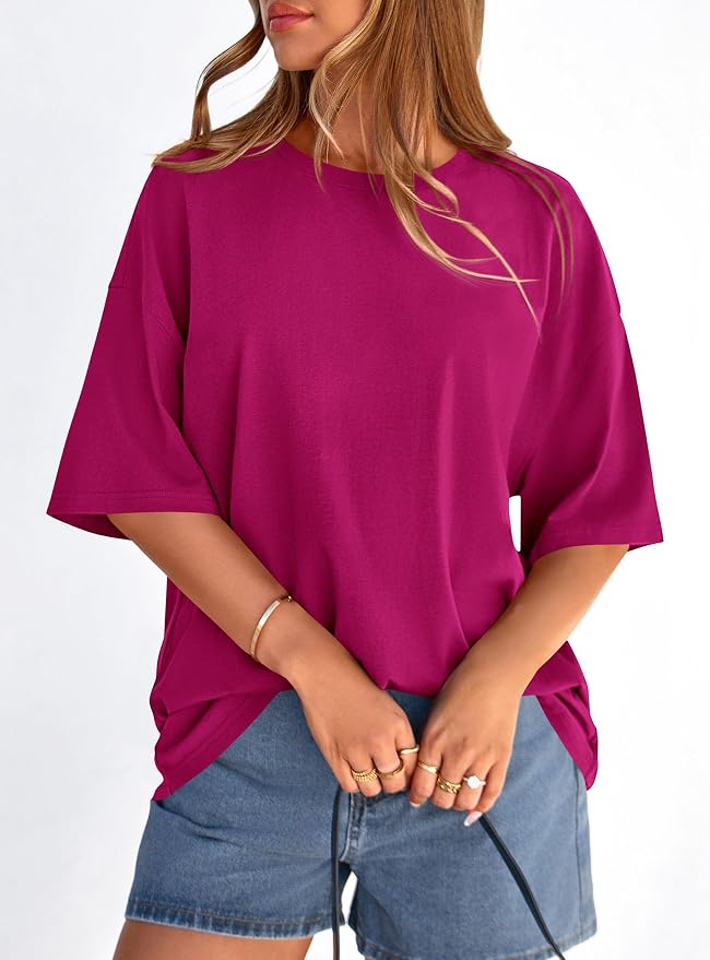 PRETTYGARDEN Womens 2026 Spring Going Out Tops Casual Short Sleeve Crewneck Loose Fit Basic Oversized T Shirts Summer Outfits - Image 5