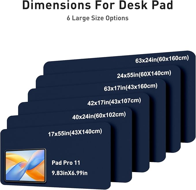 Aothia Faux Leather Desk Mat - Large Mouse Pad, Non-Slip PU Leather Blotter, Waterproof Writing Surface for Office and Home (Dark Blue, 63" x 24") - Image 5