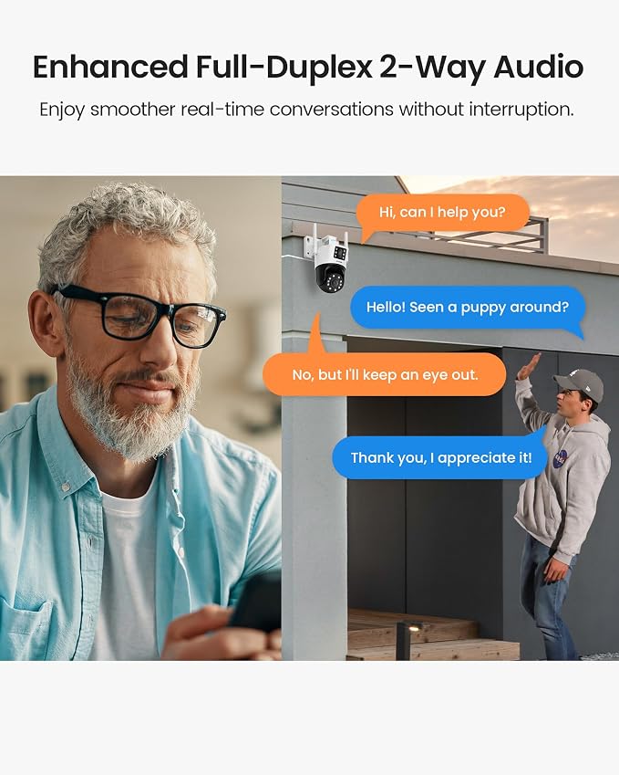 ZOSI C298 4MP Dual-Lens(2MP+2MP) Wired WiFi PT Plug-in Security Camera Outdoor, 360 View Pan/Tilt Camera, Human/Vehicle Detect, Color Night Vision, Spotlight Siren,Two-Way Talk, Memory Card Storage - Image 7