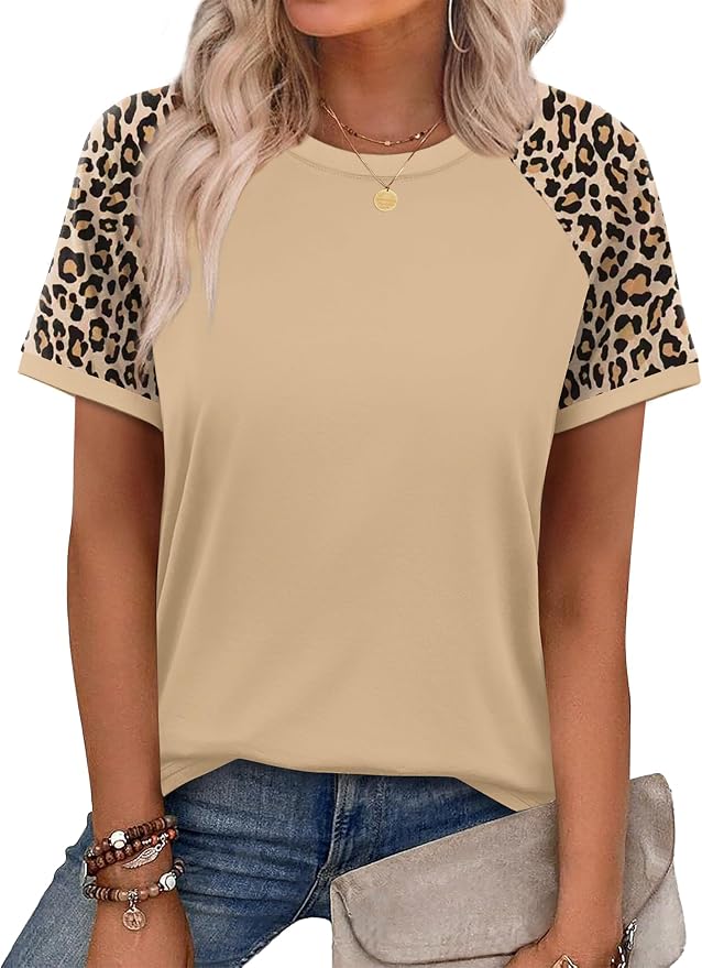 WIHOLL Womens Summer Tops Color Block Short Sleeve Raglan Shirts Spring Fashion Clothes Vacation Outfits - Image 2