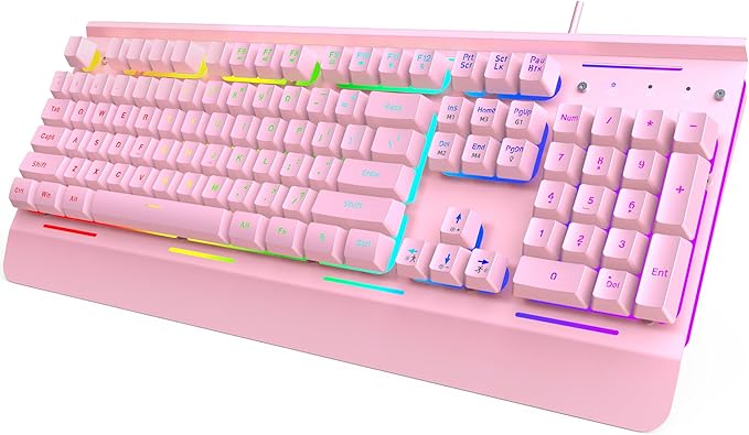TECKNET Wired Gaming Keyboard, RGB Backlit Keyboard with Metal Panel Design | 15-Zone RGB Illumination, Whisper Quiet Design, IP32 Water Resistance, 25 Anti-ghosting Keys, Ergonomic Design by Tecknet