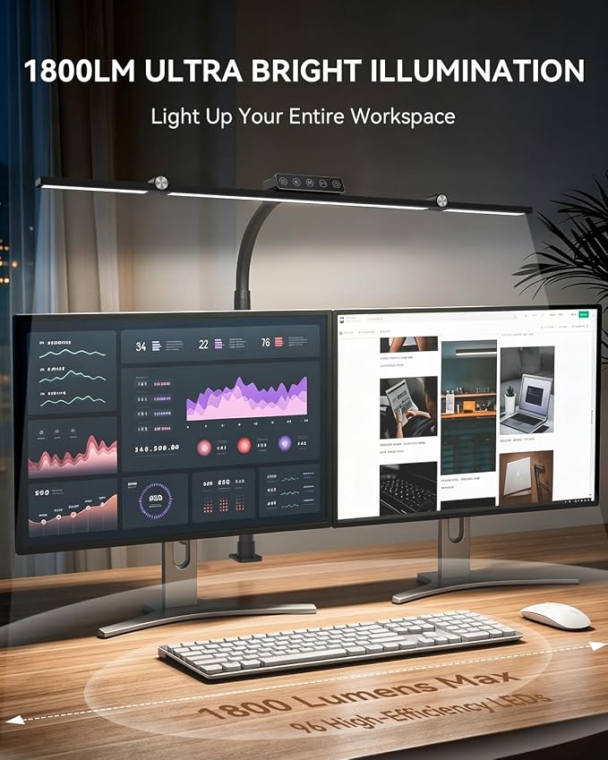 LED Desk Lamp Clamp 24W Adjustable Neck Touch Remote Control | 24W Ultra Bright LED Lighting, Flexible Adjustable Clamp Design, Flexible Adjustable Clamp Design - Image 4