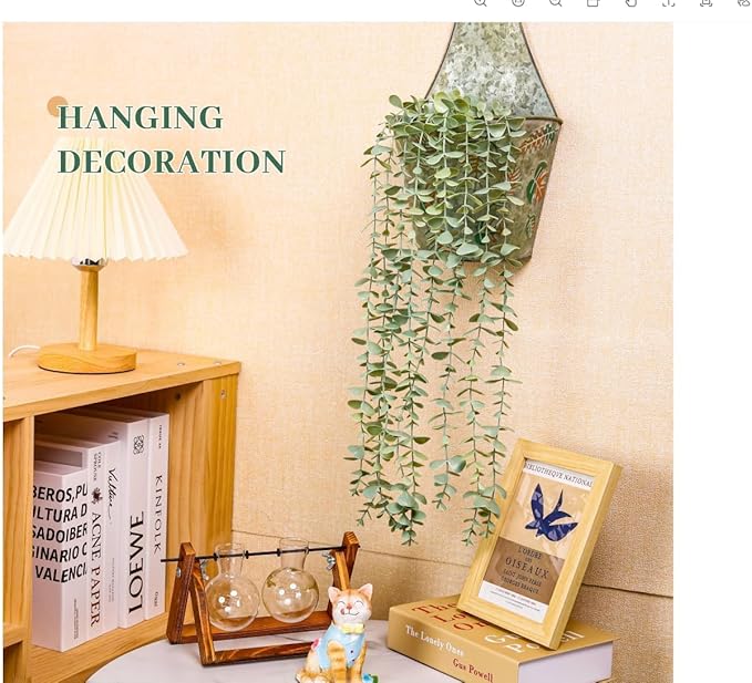 Der Rose 1Pcs Fake Plants Hanging Artificial Potted Faux Eucalyptus Plants for Modern Boho Farmhouse Bathroom Office Desk Wall Art Shelf Living Room Aesthetic Decor Indoor - Image 4
