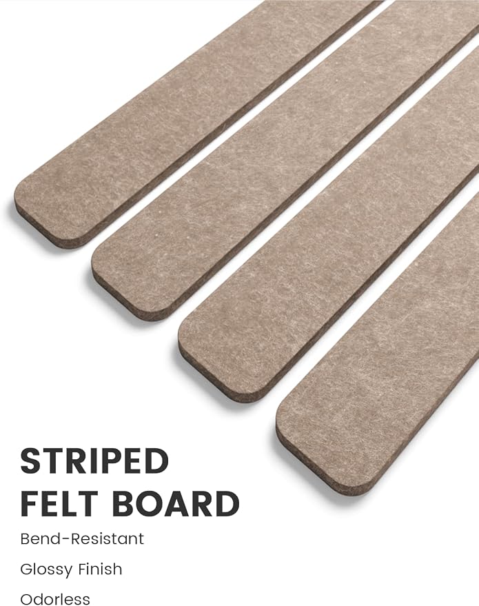 Fluxynara 13" x 2" Felt Wall Panels, Taupe | 8-Pack Includes 50 Push Pins and Adhesive Tabs for Photos, Notes and Decor in Bedroom Doors, Home Office or Studios - Image 3