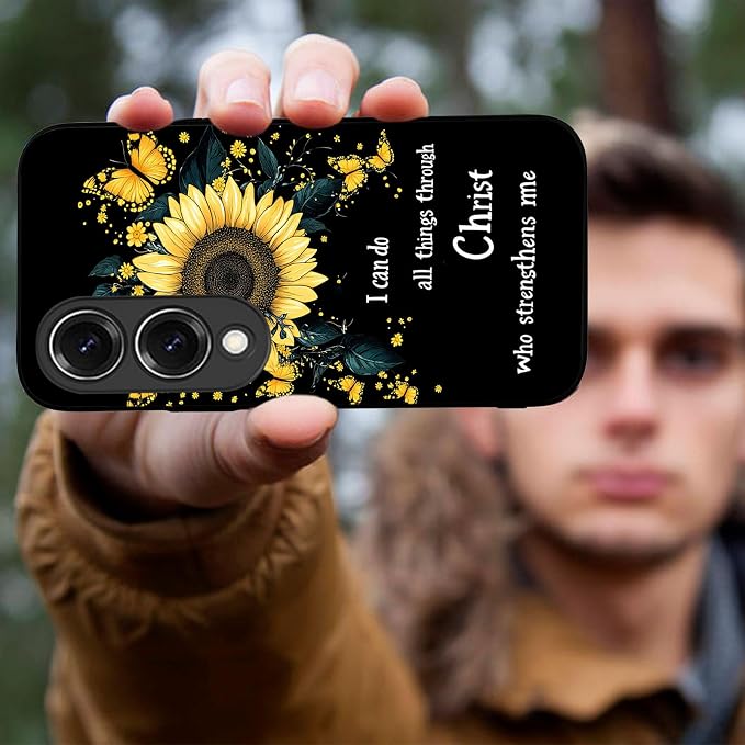 Designed for Galaxy S25 Edge Phone Case,Slim Silicone Shockproof Protective Case for Galaxy S25 Edge 6.7 inch,Sunflower Butterflies - Image 4