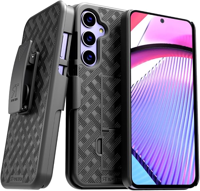 Designed for Samsung Galaxy S24 Plus Case with Belt Clip Holster | Rugged Holster & Protective Phone Case Combo with Anti-Slip Texture - Black by RomeTech