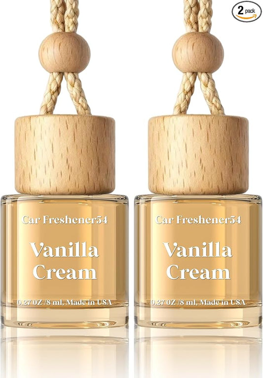 HoogaLife Car Air Freshener Diffuser 2 Pack Hanging Air Freshener Diffuser - Vanilla Cream Fragrance Oil Air D iffuser for Car, 45+ days Long Lasting Fragrance Made in USA C ar Air Fresheners by HoogaLife