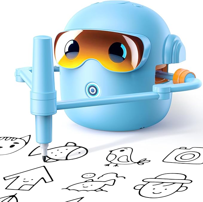 NAUQUOHZ Drawing Robot for Kids with 100 Cards, Montessori Painting Toys with Voice Interaction&16 Color Pens Educational Drawing Machine Toys for 3 4 5 6 7 8 Year Old Boys Girls by Unknown