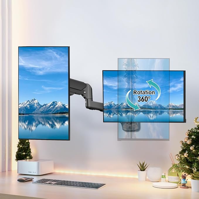 Dual Monitor Wall Mount for 13 to 32 Inch Computer Screens, Monitor Mounts for 2 Monitors Holds Up to 19.8lbs Each,Full Motion Gas Spring Monitor Arm with VESA 75x75/100x100 - Image 5