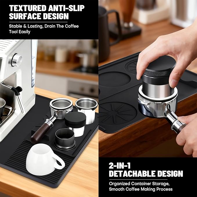 Silicone Coffee Mat Compatible with Ninja Luxe Espresso Coffee Machine ES601/ES701 & Most Home Espresso Machines - 23"x15" Anti-Slip Heat-Resistant - Maker Bar | Tamping Mat (2-in-1) - Image 3