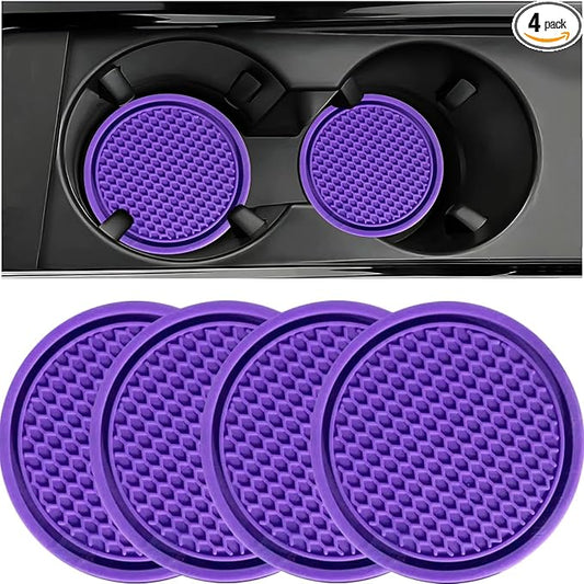 ZSDY Car Cup Coaster, 4PCS Universal Auto Non-Slip Cup Holder Embedded in Ornaments Silicone Coaster, Car Interior Accessories Sets, Purple by ZSDY