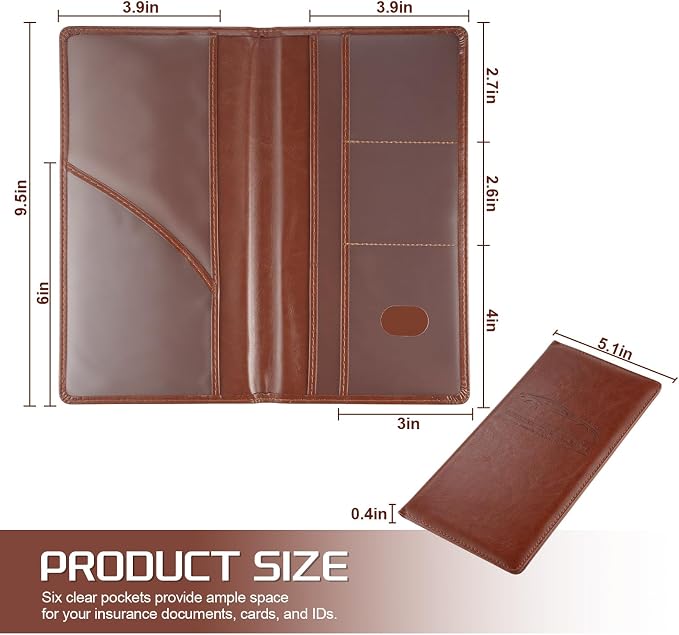 JUSTTOP 1Pack Car Registration and Insurance Holder,Car Document Holder for Cards License with Magnetic Shut,Vehicle Glove Box Car Organizer for Documents, Cards, License(Brown) - Image 2