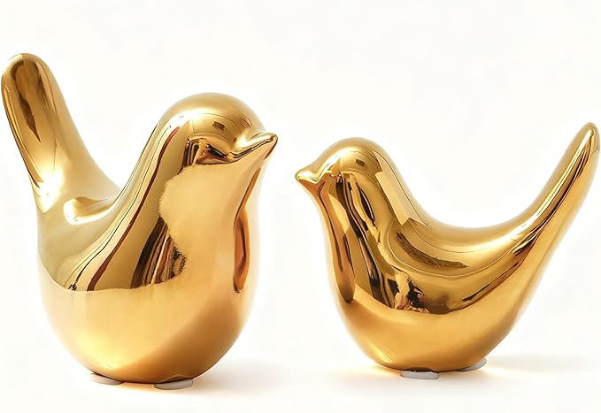 Notakia Gold Home Decor Small Birds Statues Modern Style Decorative Ornaments for Living Room Decor, Bedroom, Office Desktop, Cabinets (2Pcs Gold Birds) by Notakia