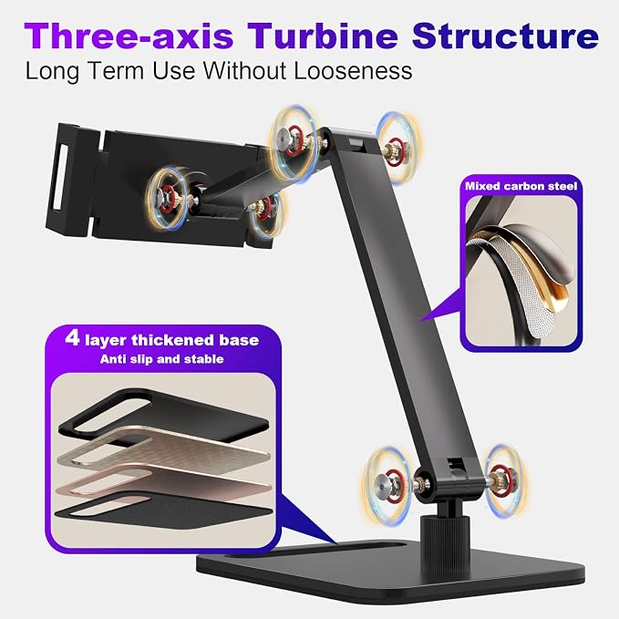 Portable Monitor Stand Holder for 6-18.5 Inch,Universal Desktop Version Expandable Display Base Adjustable Portable Monitor Desktop Clamp,Long Stand,Tablet Stand ,Compatible with Larger Sizes - Image 7