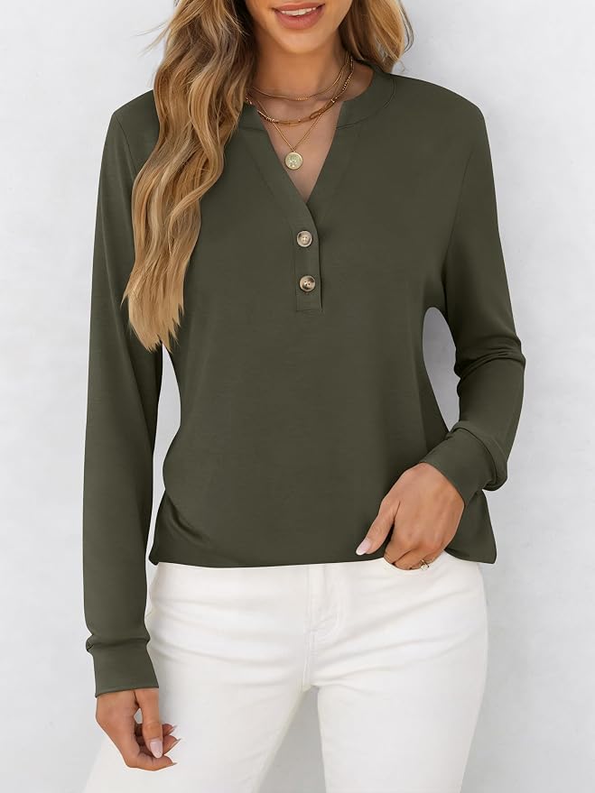 ANRABESS Women's Long Sleeve Shirts 2026 Spring Fashion Dressy Casual Tops Trendy Henley Blouses Cute Work Outfits Clothes - Image 3