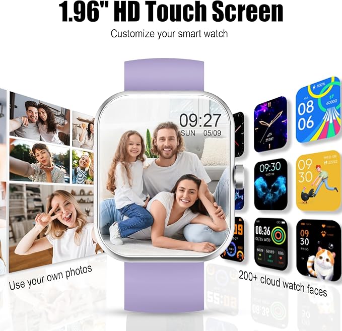 Smart Watch for Men Women (Answer/Make Call), 1.96"HD Smartwatch with Heart Rate/Sleep Monitor/Pedometer, 113+ Sports Modes, New Fitness Watch IP68 Waterproof, Activity Tracker for Android iOS-Purple - Image 3