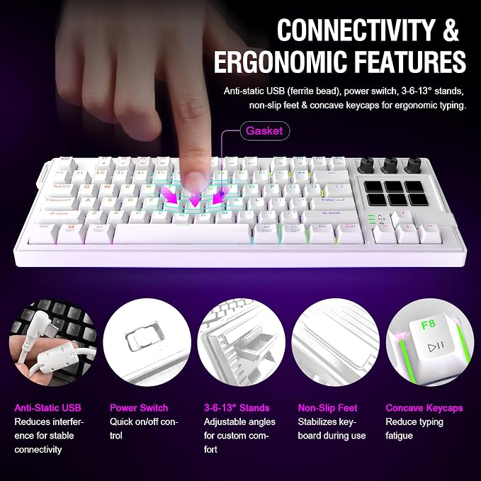 K1 Pro Macro Keyboard, Wired Only Full-Key Programmable On-Board Keypad, Custom Gaming Streaming Mechanical Keyboards with Screen & Knob, Gasket, RGB Backlit, Hot Swappable Shortcut Pad - Image 9