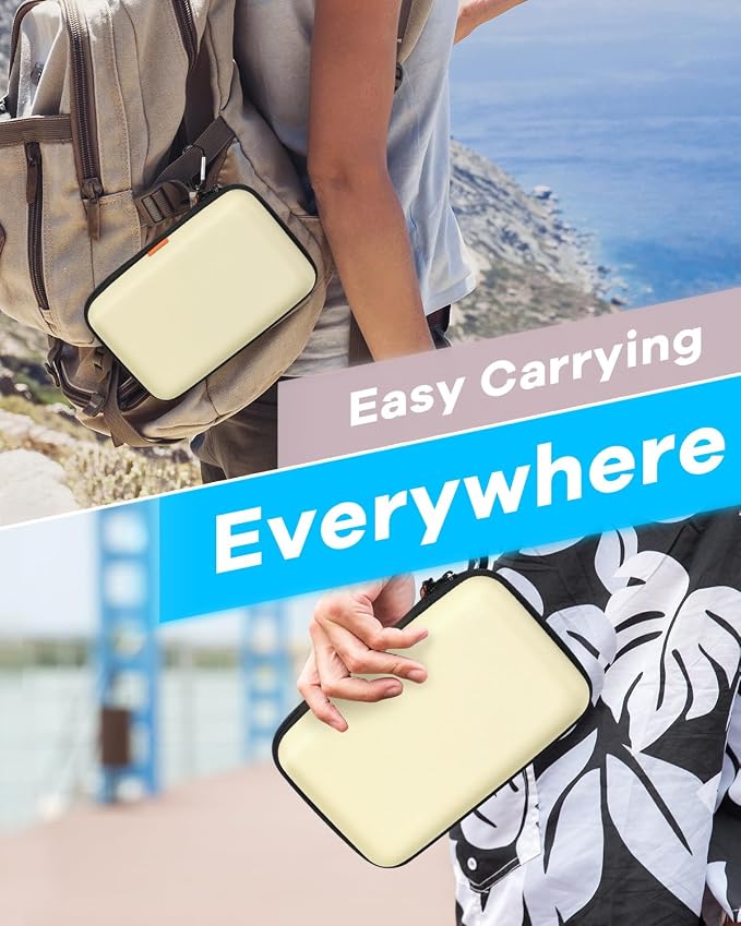 Clean-Beige Hard Shell Case for Electronic Accessories Organizer - Large Hard Carrying Case for Power Bank, External Hard Drive, Cell Phone, Charger, Cable - Portable Protection Travel Pouch Bag - Image 7