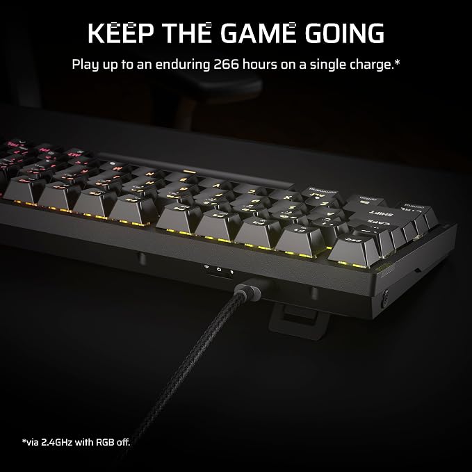 Corsair K65 Plus Wireless 75% RGB Hot-Swappable Mechanical Gaming Keyboard – Pre-Lubricated MLX Fusion Tactile Switches – Dual-Layer Sound Dampening – PBT Keycaps – QWERTY NA – Black - Image 7
