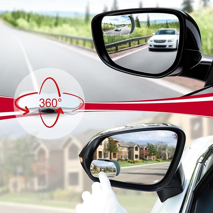 LivTee Blind Spot Mirrors, Flat Oval HD Glass Frameless Convex Rear View Mirrors, Wide Angle Adjustable Stick for Side Mirror, Automotive Exterior Accessories for Car, SUV & Trucks, Pack of 2 - Image 5