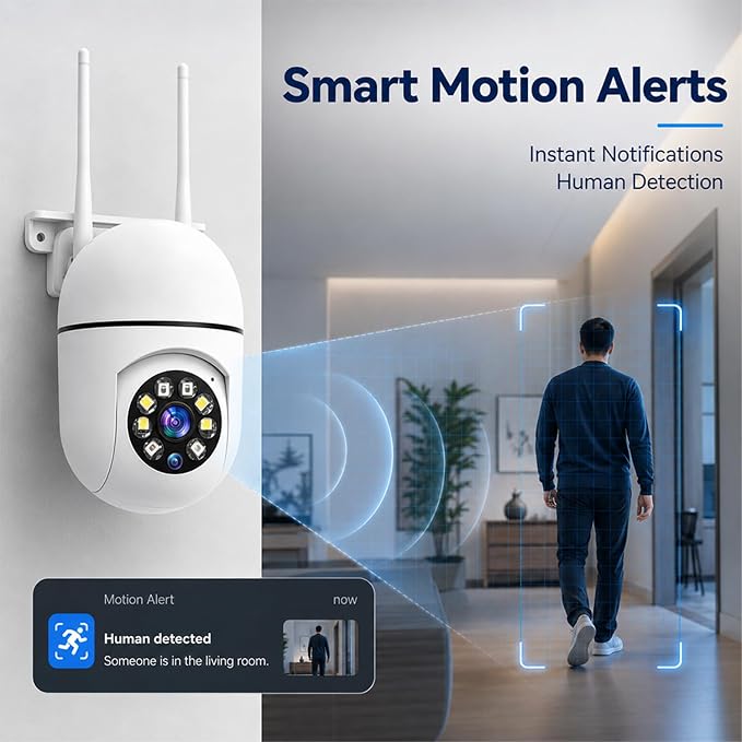 Hawkray Plug-In Indoor Security Camera, 1080P HD WiFi Cam, 360° Pan Tilt, 2.4&5GHz Dual Band, Color Night Vision, AI Human Detection, 2-Way Audio, 24/7 Recording, Smart Home Monitor for Baby Pet Elder - Image 4
