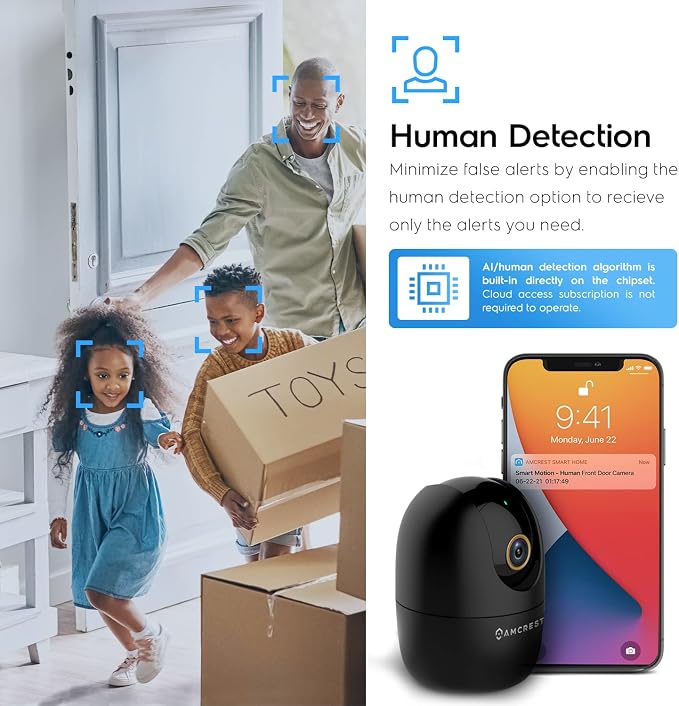 Amcrest 4MP WiFi Camera Indoor, Dog Camera, Sound & Baby Monitor, Human & Pet Detection, Motion-Tracking, w/ 2-Way Audio, Pan/Tilt Wireless IP Camera, Night Vision, Smart Home ASH41-B - Image 4