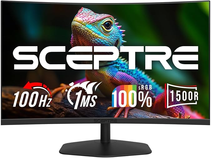 New! Sceptre Curved 24-inch Gaming Monitor 1ms 100Hz 1500R DisplayPort HDMI X2 Eye Care 100% sRGB Build-in Speakers, Machine Black 2026 (C248W-FW100T Series) - Image 4