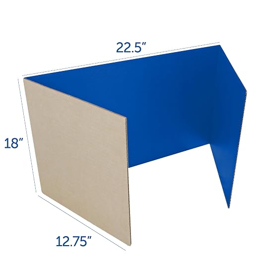 Flipside Products 18”x 48” Blue Study Carrel, Privacy Boards, Student Privacy and Focus Booth for The Classroom, Desk Divider Cubby for Tests, Made in USA - 12 Pack - Image 3