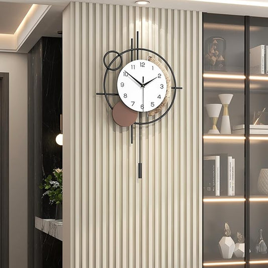 Wall Clock Decorative Modern Wall Clocks with Pendulum Silent Non-Ticking Quartz Clock Battery Operated Large Clock for Living Room,Kitchen,Home,Bathroom,Bedroom Wall Art Decor by CreativeWallClock