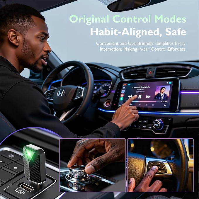 Wireless Carplay Adapter, Convert Wired to Wireless CarPlay, Compatible with CarPlay, Plug and Play, Type-C/USB, Suitable for 800+ Vehicles (Black) - Image 3
