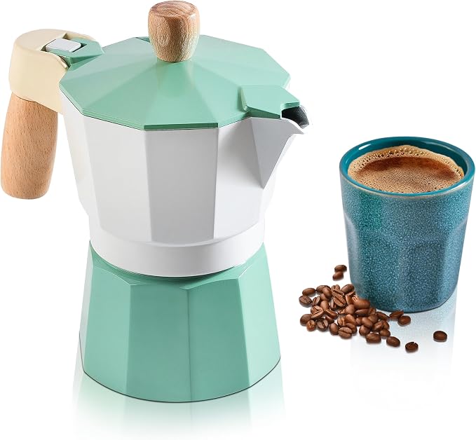 Mixpresso 3 Cup Moka Pot Stovetop Espresso Maker, Italian Cuban Coffee Pot | 5oz aluminum Italian coffee maker for gas and electric stovetops, small design for traditional espresso-style coffee at home by Mixpresso