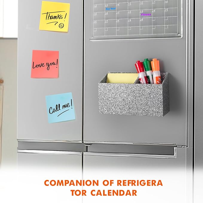 BEYGORM Magnetic Dry Erase Marker Holder for Whiteboard & Refrigerator | Non-slip Acrylic Pen Holder for Classroom, Fridge Magnet, Locker Organizer Accessories, Teacher & School Supplies(Silver) - Image 4