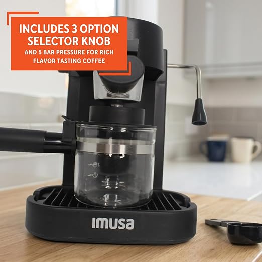 IMUSA 4 Cup Electric Espresso Cappuccino Coffee Maker, Black | Matte Finish, Milk Frother for Creamy Foam, Cappuccino and Latte Preparation, Perfect for Home Baristas - Image 4