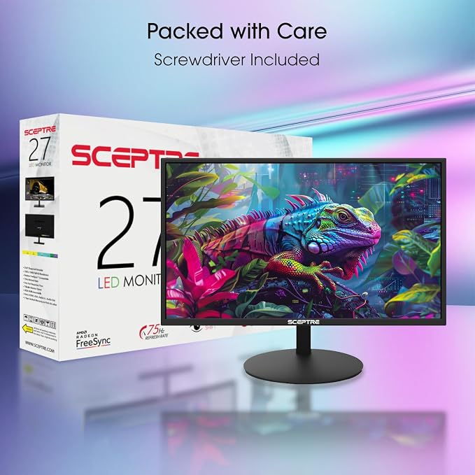 Sceptre E275W-19203R 27 inch1080P LED Monitor 99% sRGB 2X HDMI VGA Build-In Speakers, Machine Black (E275W-19203R series) | 27 FHD Va Panel, 3ms G-to-G, Srgb 94%, 2x3w Speakers, Vesa 100x100 - Image 3