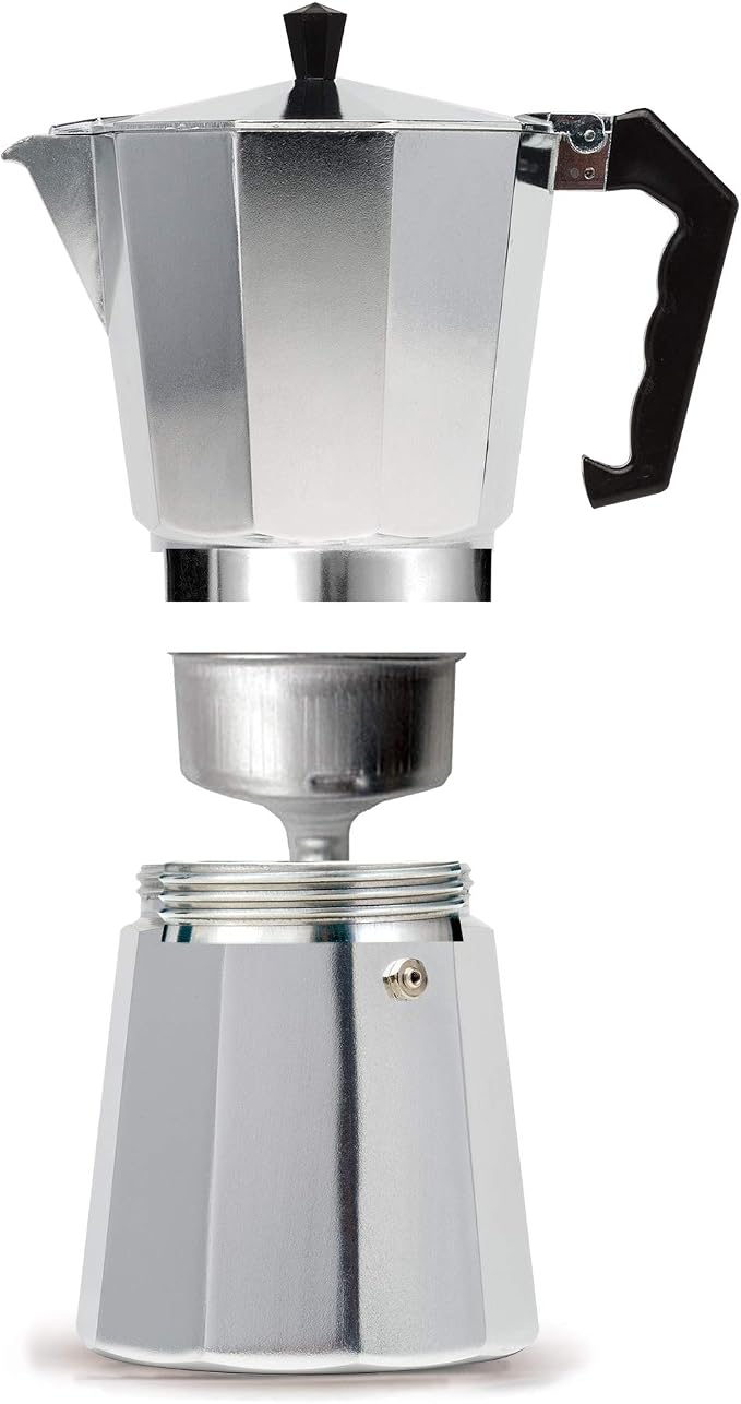 Primula Classic Stovetop Espresso and Coffee Maker, Moka Pot for Italian and Cuban Café Brewing, Greca Coffee Maker, Cafeteras, 12 Espresso Cups, Silver - Image 3