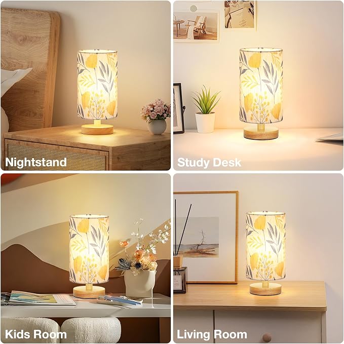 Fenmzee Small Table Lamps (Ginkgo Cream Shade, 9" Inline Control) | 3000K LED Blub Included | 680 Lumens | Easy Assembly | Minimalist Design | E26 | for Kitchen | for Kids Room - Image 7