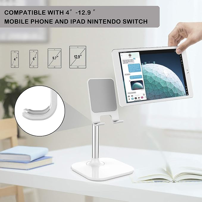 Doboli Cell Phone Stand, Phone Stand for Desk, Phone Holder Stand Compatible with iPhone and All Mobile Phones Tablet, Gifts for Adults Women Men Mom Wife, White - Image 2