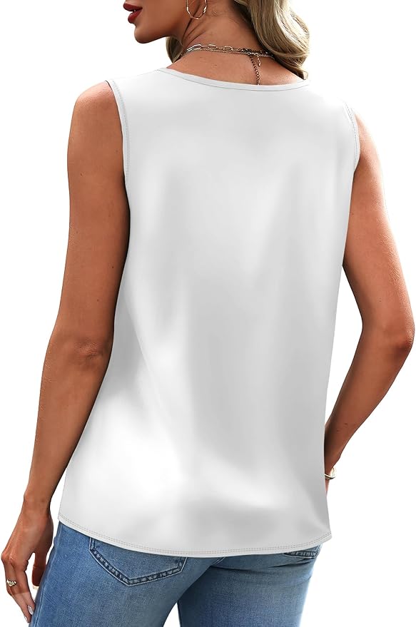 Sipaya Silk Satin Tank Tops for Women V Neck Summer Tops Sleeveless Camisole Business Casual Outfits Work Blouses - Image 4