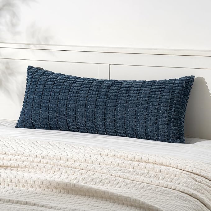 MIULEE Pack of 1 Blue Long Body Lumbar Decorative Throw Pillow Cover 14x36 Inch for Bed Couch Sofa Living Room Soft Boho Pillow Cover Modern Farmhouse Home Decor by MIULEE