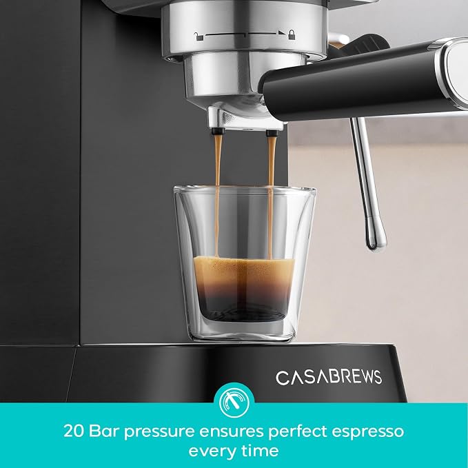 CASABREWS 5418 PRO Espresso Machine, Coffee Maker with Fast Heating System | Brew Ready in 5 seconds, Brews 2+ milk drinks in a row, 20-Bar Pump, Built-in Pressure Gauge, Pro Steam Wand for Lattes - Image 5