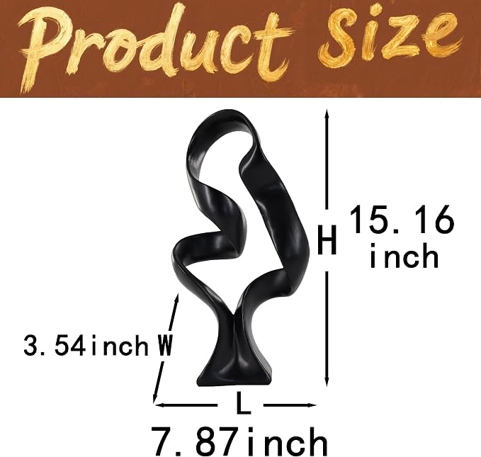 15" Modern Abstract Ribbon Decorative Sculpture, Knot Sculptures,Home Decor,Coffee Table Statues,Dining Living Room Desk Decor（Black） - Image 5