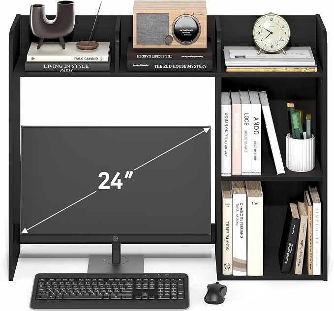 Furinno Classic Desk Shelf, 5-Shelf Desktop Hutch, Book Shelf, 3-Tier Desk Organzier, for Office Supplies, Office Desk Accessories, for Home Office, College, Dorm, White - Image 5