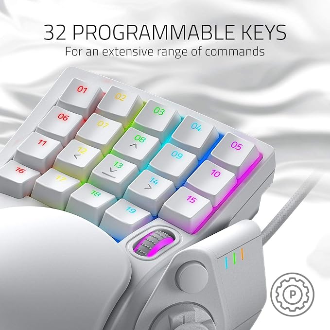 Razer Tartarus Pro Gaming Keypad: Analog-Optical Key Switches - Rapid Trigger - Adjustable Actuation - 32 Programmable Keys - Customizable Macros - Chroma RGB Lighting - Mercury White | Rapid Trigger, Adjustable Actuation, 32 Programmable Keys, Customi... - Image 4
