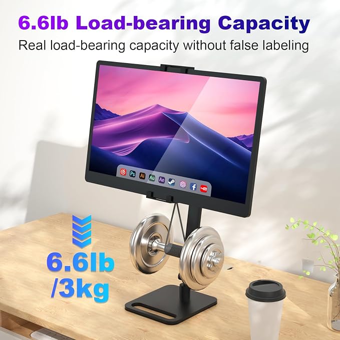 Portable Monitor Stand Holder for 6-18.5 Inch,Universal Desktop Version Expandable Display Base Adjustable Portable Monitor Desktop Clamp,Long Stand,Tablet Stand ,Compatible with Larger Sizes - Image 6