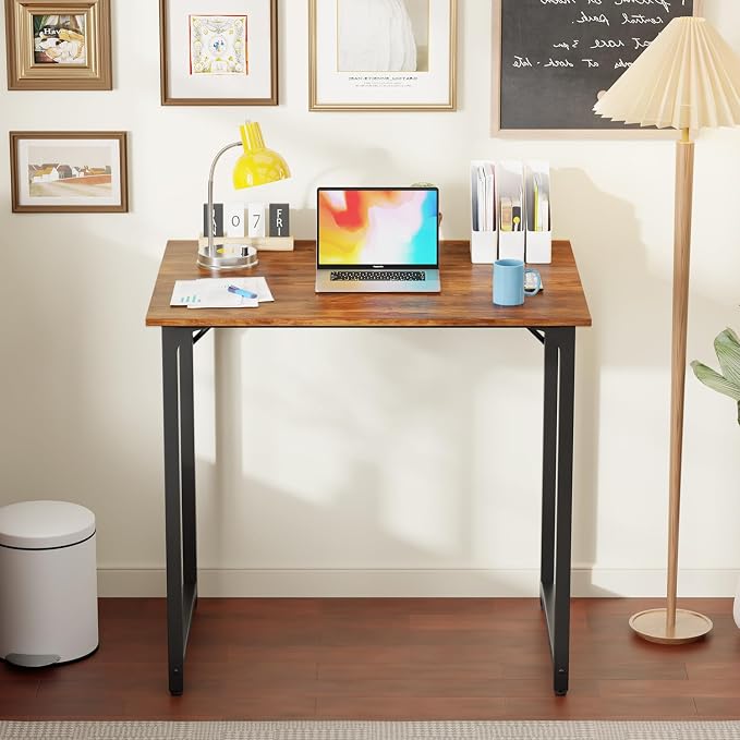 PayLessHere | 32 Inch Computer Desk | Vintage | Sturdy Office Desk | Metal Frame, Adjustable Feet | Water-Resistant, Scratchproof Surface | Writing Table for Home Office or Study | Pack of 1 - Image 4