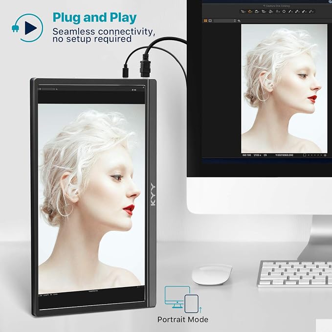 KYY Portable Monitor 15.6" 1080P Computer Monitor Screen Extender w/Cover | Portable Monitor for Laptop 1080P FHD IPS with USB-C and HDMI, Laptop Screen Extender for Travel HDR Gaming Monitor w/Speaker - Image 8