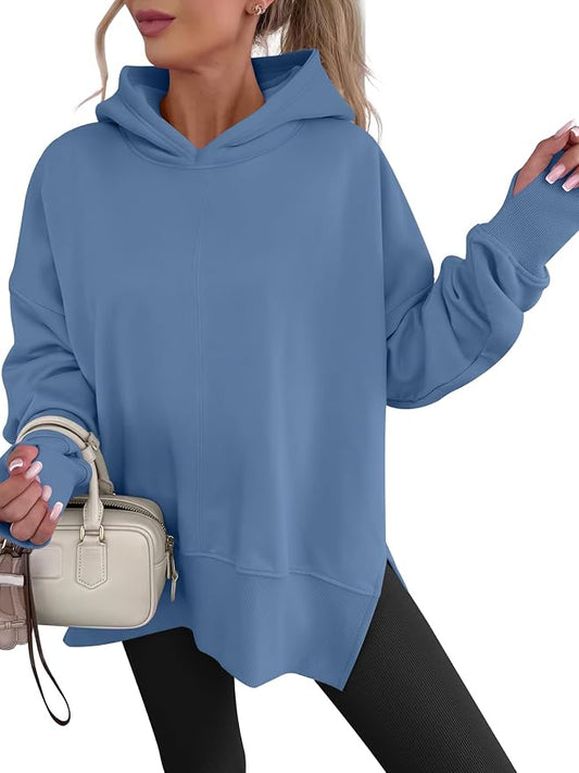 ANRABESS Womens Oversized Hoodies Long Sleeve Fleece Side Slit Hooded Sweatshirts Pullover 2026 Fall Outfits Y2K Clothes by ANRABESS