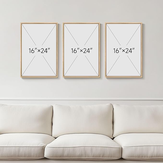 Framed Black and White Brown Abstract Wall Art, 3 Piece Boho Geometric Canvas Prints Paintings Artwork for Walls, Modern Minimalist Neutral Pictures for Living Room Dining Room Bedroom Wall Decor 16x24 In - Image 3